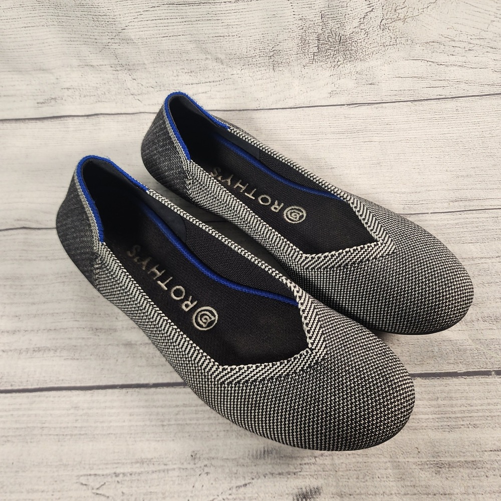 Rothys The Flat Women's Size 8 Gray Birdseye Knit Round Toe Shoes